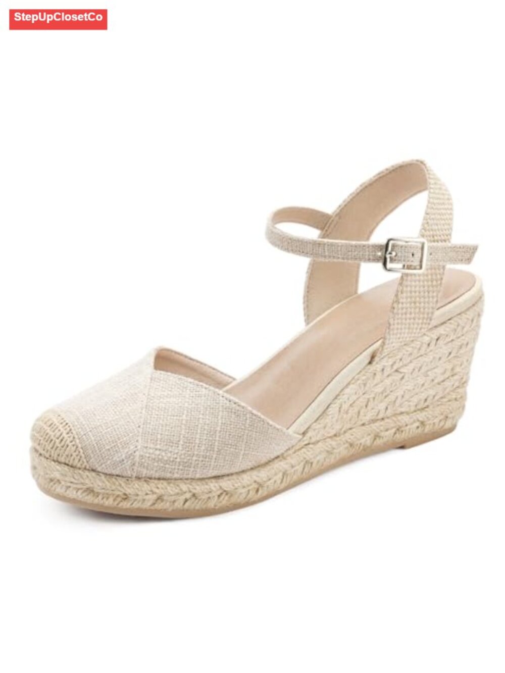Closed Toe Platform Sandals Wedge Espadrilles Ankle Strap Buckle Summer